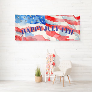 4. Juli Red White Blue Stars Banner