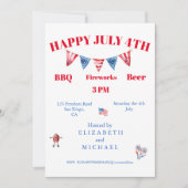4. Juli Red White Blue Stars GRILLEN Einladung (Vorderseite)