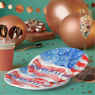 4. Juli Red White Blue Stars Pappteller