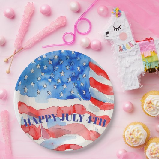 4. Juli Red White Blue Stars Pappteller (Party)