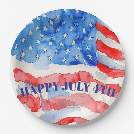 4. Juli Red White Blue Stars Pappteller (Vorderseite)