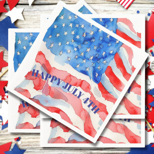 4. Juli Red White Blue Stars Serviette