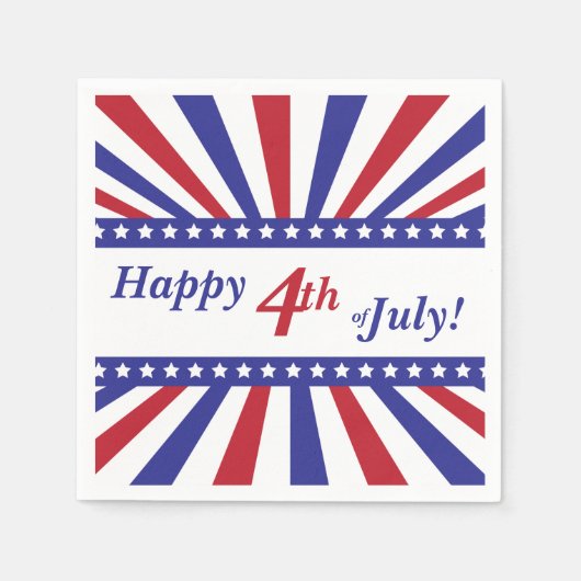 4. Juli Red White Blue US Flagge Serviette (Vorderseite)