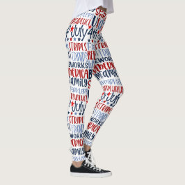 4. Juli Red White Blue w Stars Quality Leggings