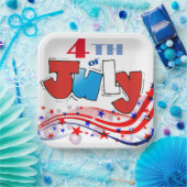 4. Juli Red White & Blue Wirbel Pappteller (Party)