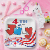 4. Juli Red White & Blue Wirbel Pappteller (Party)