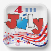 4. Juli Red White & Blue Wirbel Pappteller (Vorderseite)