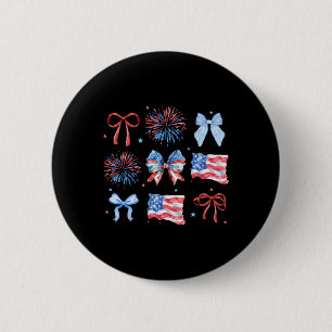 4. Juli Red White Coquette Bow Feuerwerk Button