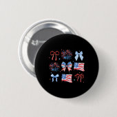 4. Juli Red White Coquette Bow Feuerwerk Button (Vorne & Hinten)
