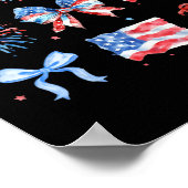 4. Juli Red White Coquette Bow Feuerwerk Poster (Ecke)