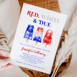 4. Juli Red White Due Baby Dusche Einladung