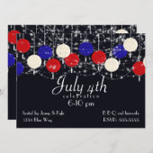 4. Juli Red White Globe Lanterns Einladung (Vorne/Hinten)