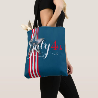 4. Juli Red & White Stripes & Star Tasche