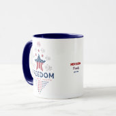 4. Juli Red White und Blue Fireworks Custom Tasse (Vorderseite Links)