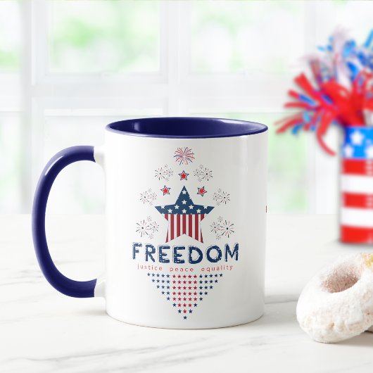4. Juli Red White und Blue Fireworks Custom Tasse