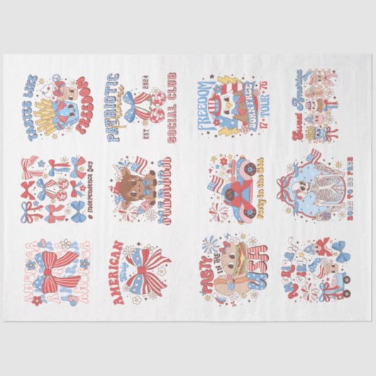 4. Juli Red White und Blue for Arts & Crafts Seidenpapier (Vorderseite)