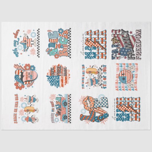 4. Juli Red White und Blue for Arts & Crafts Seidenpapier (Vorderseite)