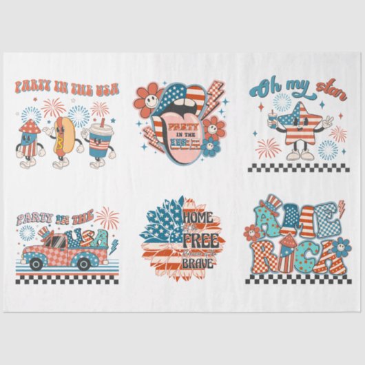 4. Juli Red White und Blue for Arts & Crafts Seidenpapier (Vorderseite)