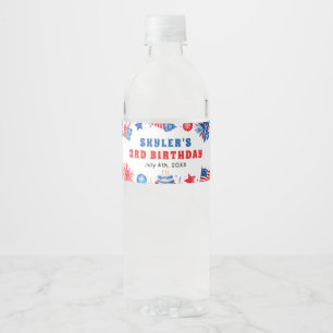 4. Juli Red White und Blue Sommer 3. Geburtstag Wasserflaschenetikett
