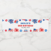 4. Juli Red White und Blue Sommer 3. Geburtstag Wasserflaschenetikett (Einzelnes Label)