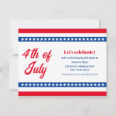 4. Juli Red White und Blue US Flagge Einladung (Vorderseite)