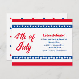 4. Juli Red White und Blue US Flagge Einladung