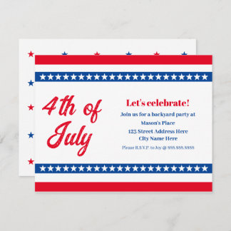 4. Juli Red White und Blue US Flagge Einladung