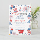 4. Juli Red White und Due Baby Dusche Einladung (Stehend Vorderseite)
