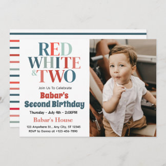 4. Juli Red White und zwei Jungen 2. Geburtstag Einladung