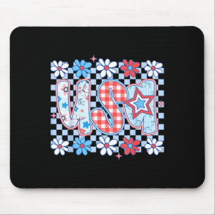 4. Juli Retro Groovy Amerika USA Patriotische Männ Mousepad