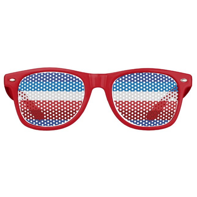 4. Juli Retro Multicolor gestreift Partybrille (Vorderseite)