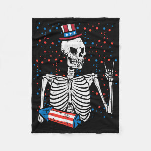 4. Juli Rocker Skeleton Patriotic Rock Men Boys K Fleecedecke