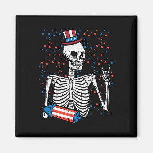 4. Juli Rocker Skeleton Patriotic Rock Men Boys K Magnet