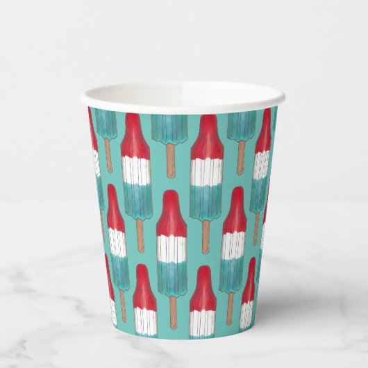 4. Juli Rocket Pop Patriotic Popsicle Red Blue Pappbecher (Links)