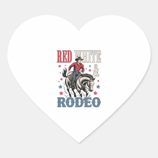 4. Juli Rodeo Cowboy Herz-Aufkleber (Vorderseite)