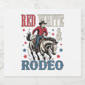4. Juli Rodeo Cowboy Schaumweinetikett (Einzelnes Label)