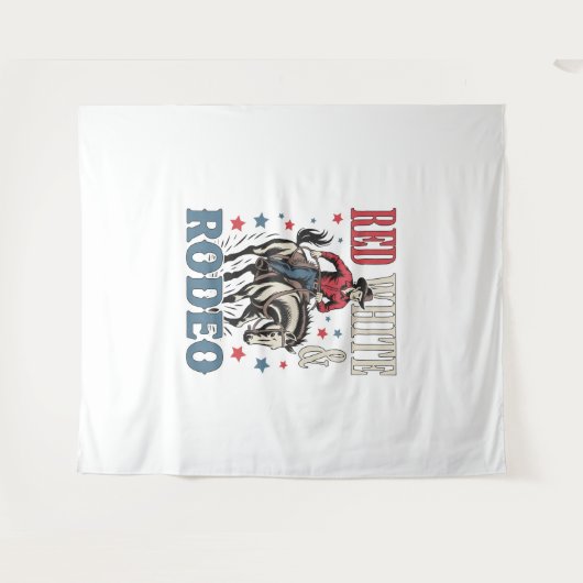 4. Juli Rodeo Cowboy Wandteppich (Vorderseite (Horizontal))