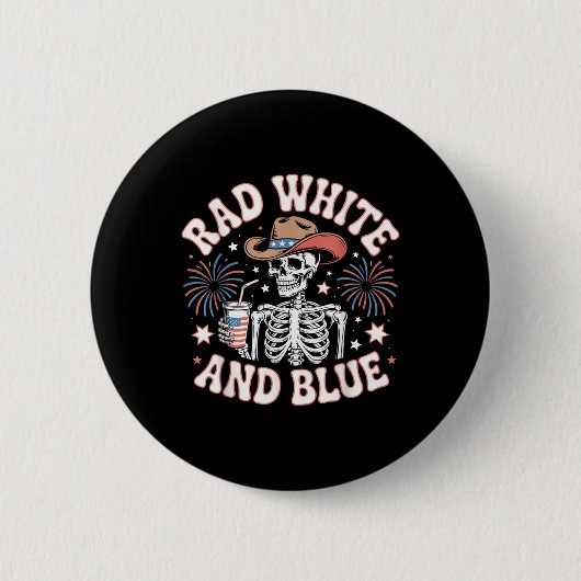 4. Juli Röntgen Rad Weiß Und Blau Radiologen Button (Vorderseite)