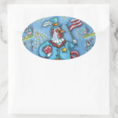 4. JULI ROOSTER, FEINDLICHE PATRIOTISCHE KÜCHE OVALER AUFKLEBER (Tasche)