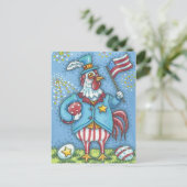 4. JULI ROOSTER, URLAUB CHICKEN POSTCARD FEIERTAGSPOSTKARTE (Stehend Vorderseite)