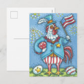 4. JULI ROOSTER, URLAUB CHICKEN POSTCARD FEIERTAGSPOSTKARTE (Vorne/Hinten)