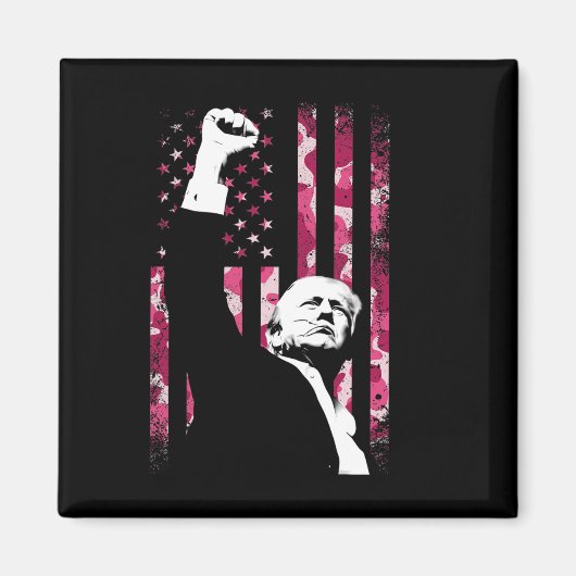 4. Juli Rosa Camo Tarnmuster Us Flagge Faust Kampf Magnet (Vorne)