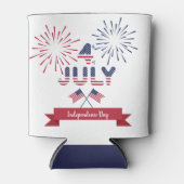 4. Juli Rot-Blau Typografie-Brauch Dosenkühler (Vorderseite)