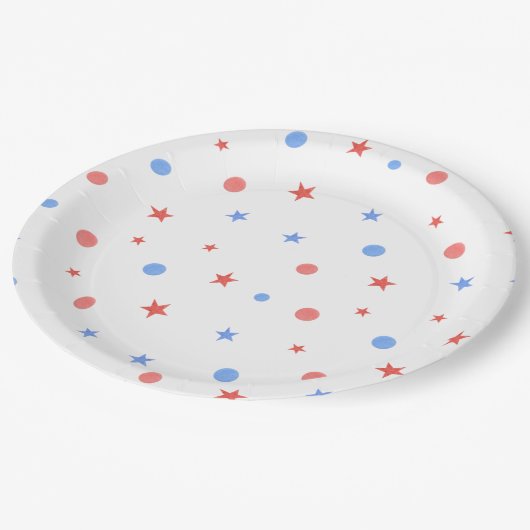 4. Juli Rot-Blau-Weißes Party-Papier-Teller Pappteller (Schrägansicht)
