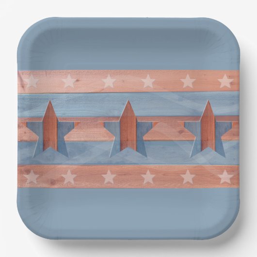 4. Juli rot und blau mit Sternen Pappteller (Vorderseite)