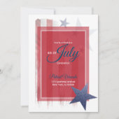 4. Juli, rot, weiß, blau Ankündigungskarte. Ankündigung (Vorderseite)