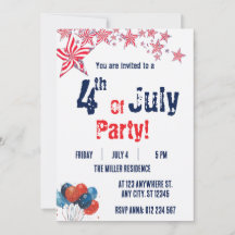 4. Juli Rot Weiß Blau Feuerwerksparty 