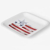 4. Juli, rot, weiß, blau, viereckig. Pappteller (Gewinkelt)