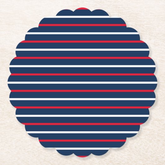 4. Juli Rot-Weiß-Blaue patriotische Streifen Untersetzer (Vorderseite)