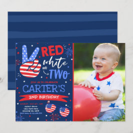 4. Juli rot weiß und blau 2. Geburtstag Einladung